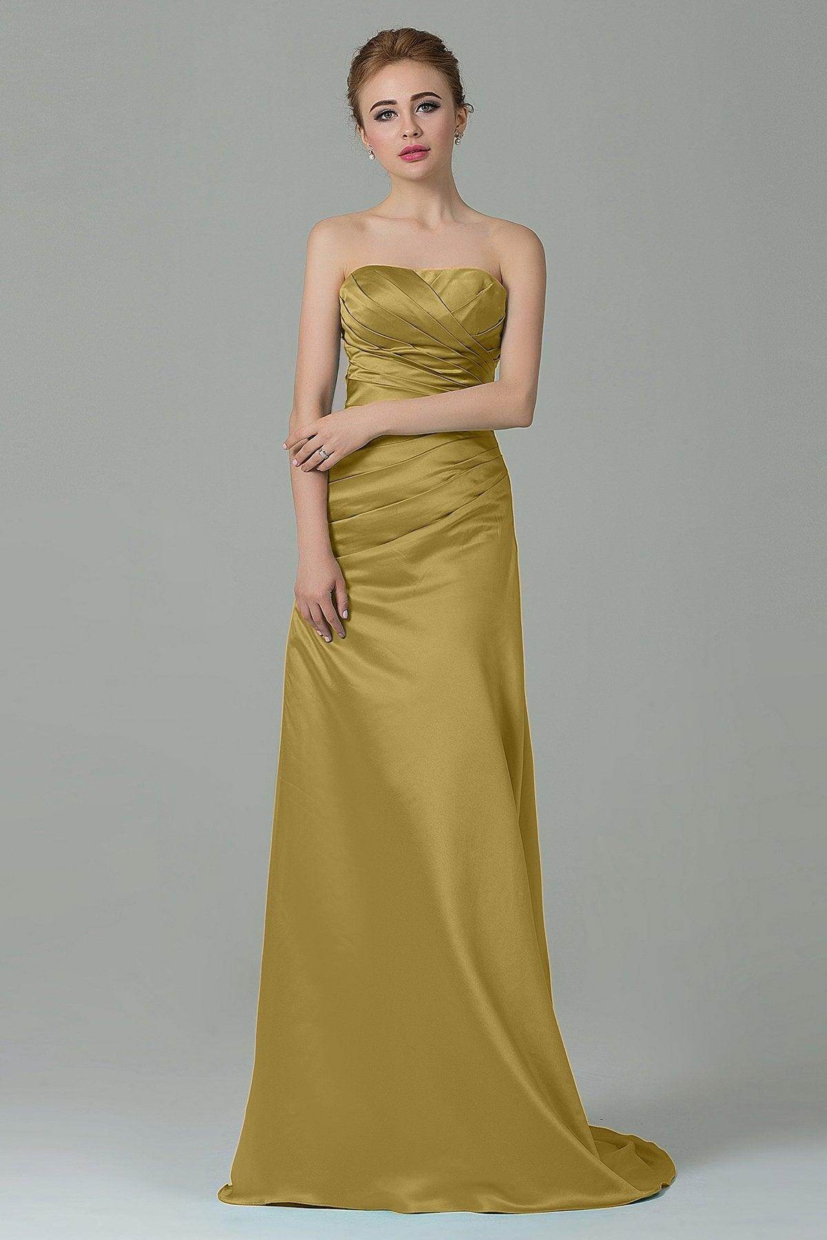Sheath-Column Sweep Train Satin Bridesmaid Dress COZF15010 - COCOMELODY